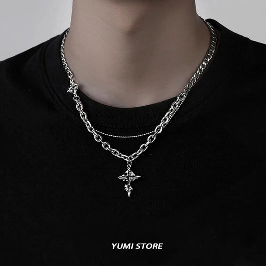 collier croix homme
