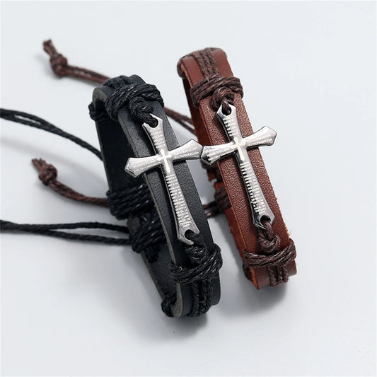 bracelet cuir croix