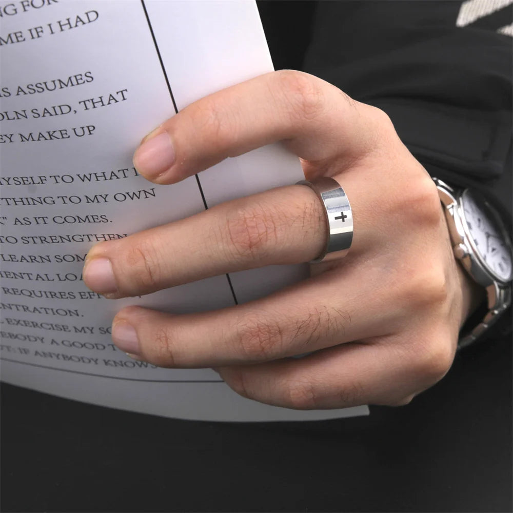 bague croix homme