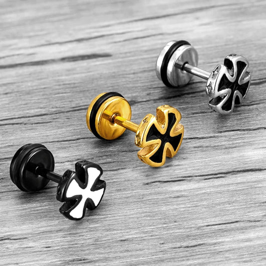 Boucle oreille croix de malte