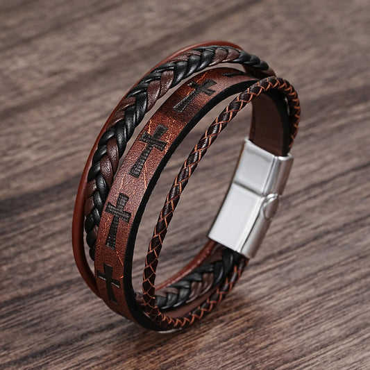 bracelet cuir croix