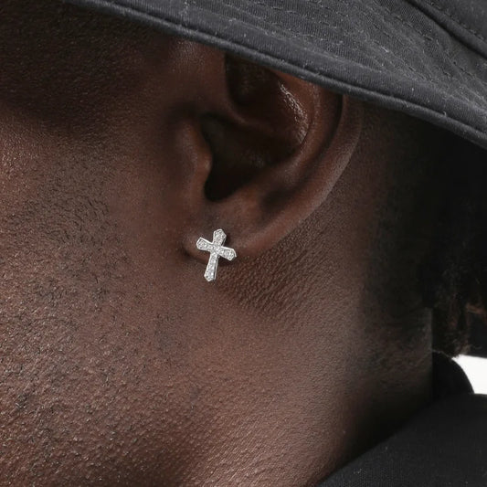 boucle oreille croix homme