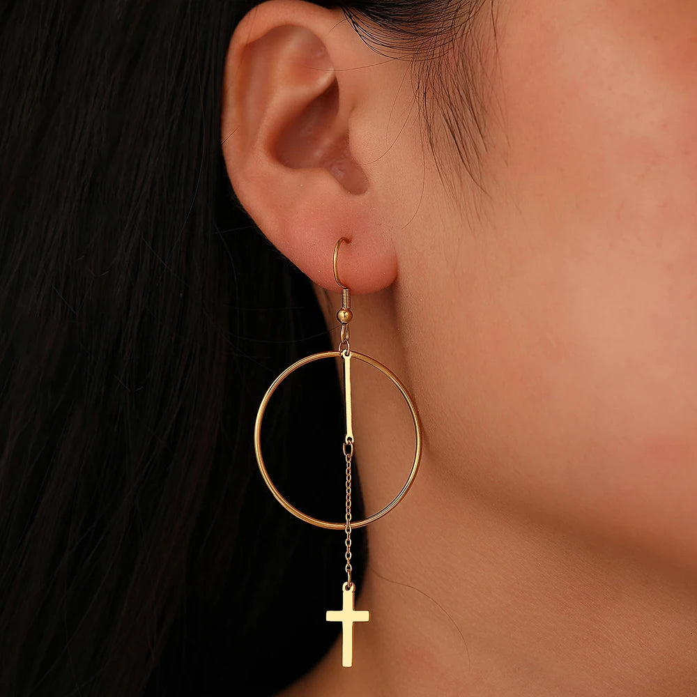 Boucle oreille créole croix