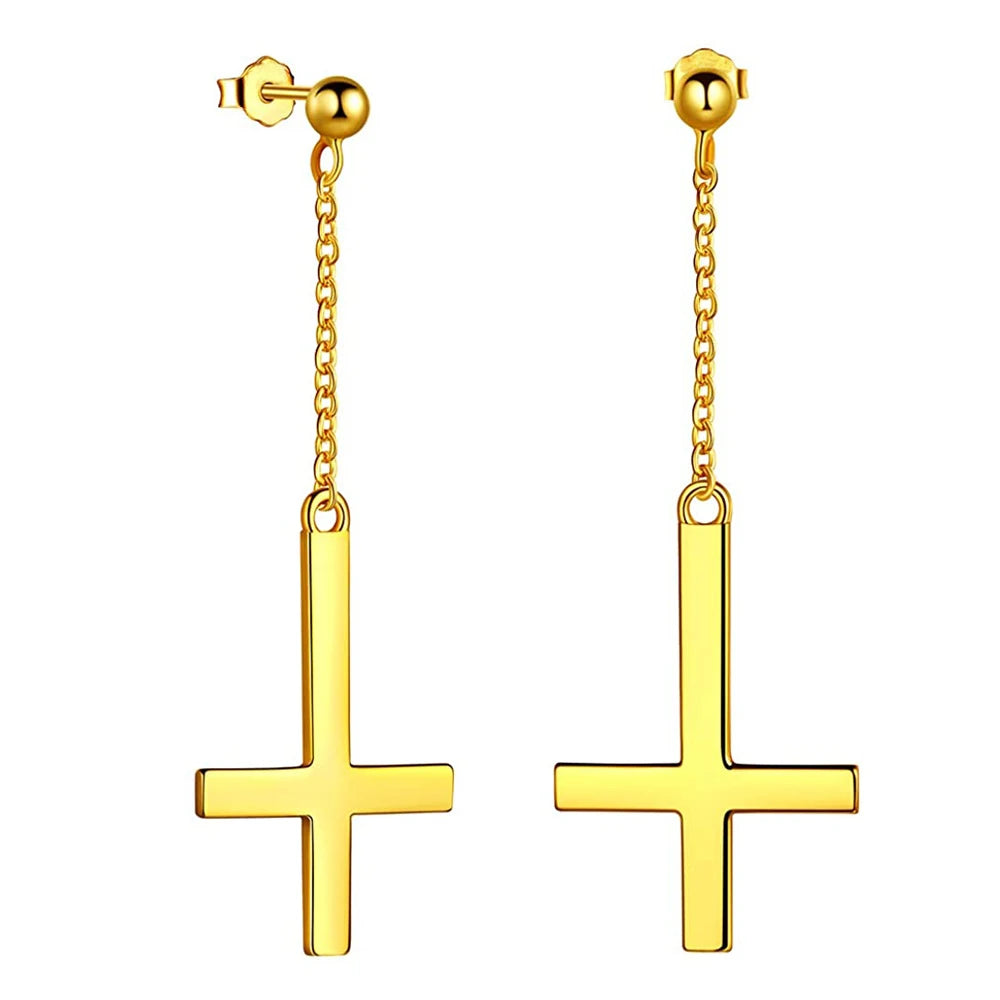 boucle oreille croix inversée