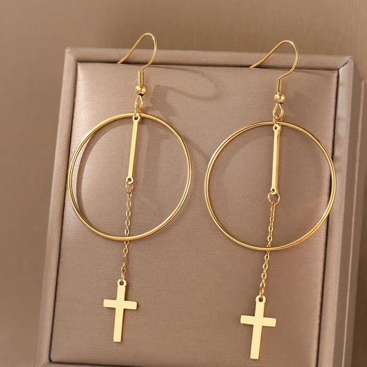 Boucle oreille créole croix